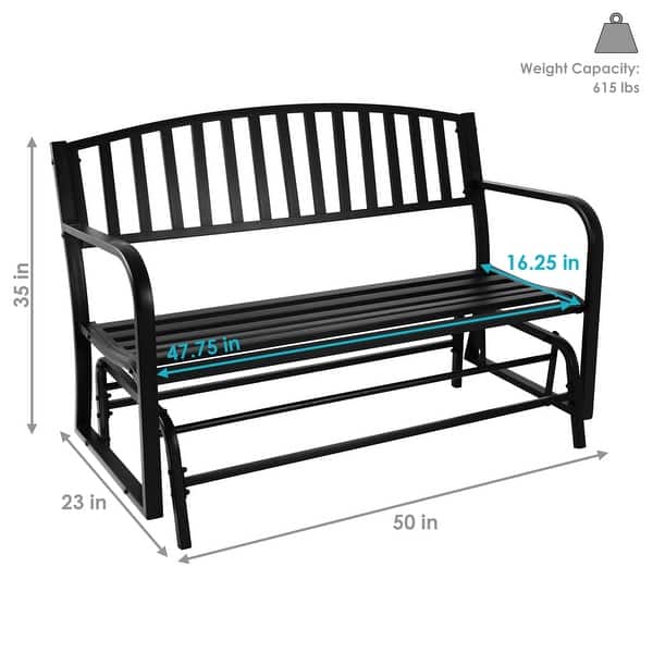 Sunnydaze 2Person Black Steel Metal Outdoor Patio Garden Glider Bench 50" On Sale Bed